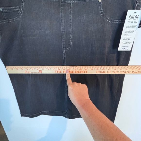 Liverpool Los Angeles Zora Denim Knit Pencil Skirt Dark Grey 24W - Picture 11 of 15